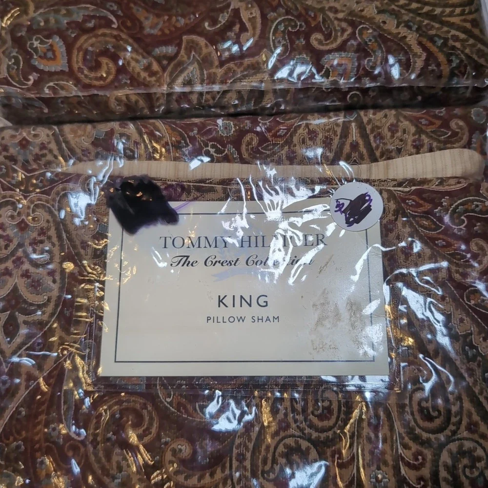 2x Tommy Hilfiger Heirloom Paisley King Size Pillow Shams Made In Italy